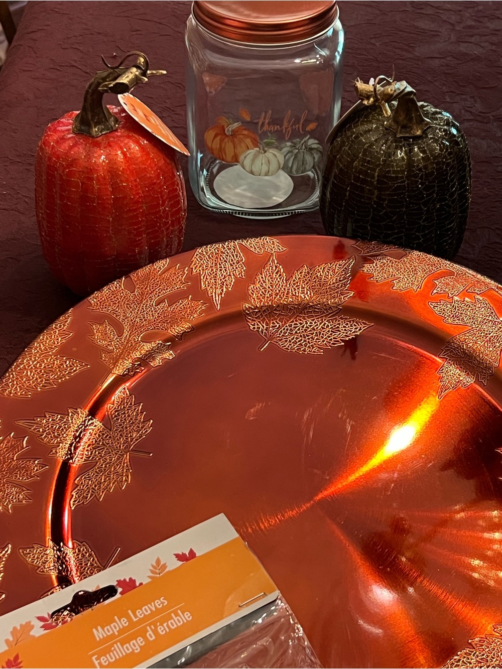 Fall DECORATIONS SET: Charger,Glass Jar with Copper Lid, π & Pumpkins - Picture 10 of 12